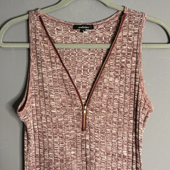 Ambiance Brownish-Reddish Sleeveless Ribbed Sweater Dress Zipper Size Medium - Picture 2 of 7